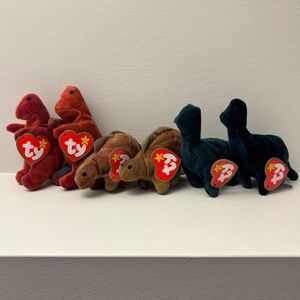 NWT Ty Set of 6 Teenie Beanie Dinosaurs